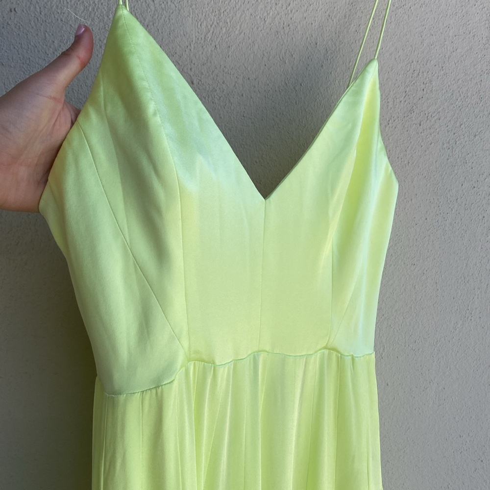 Alex Perry NWT Silk Satin Bikini Tier Ankle Length Dress in Lemon 8 - Picture 6 of 17